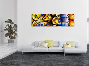Obraz - Obraz olejny, kochankowie (170x50 cm)