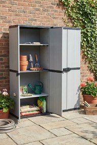 Pojemna Dwudrzwiowa Szafa Ogrodowa Szary + Czarny N8-A90
