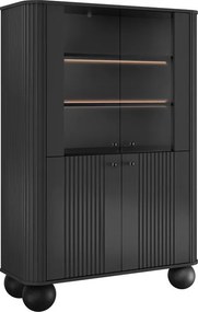 Witryna Vesper 103 cm czterodrzwiowa - czarny / czarne uchwyty / nogi kule