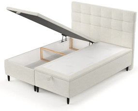 Kremowe tapicerowane łóżko dwuosobowe ze schowkiem 180x200 cm Senses – Maison de Rêve