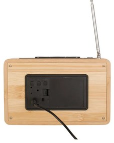 Bambusowy budzik z radiem Karlsson Retro