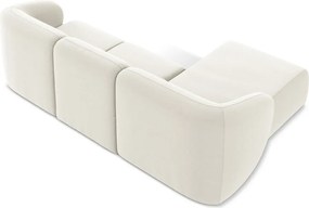 Beżowy aksamitny narożnik (lewostronny/z szezlongiem) Lani – Makamii