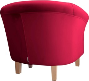 Fotel Milo tkanina Welur wygodny fotel tapicerowany do salonu i sypialni : Kolor nogi - Drewno, Kolor tkaniny - VELVET - MG31, Wysokość nogi - 15 cm