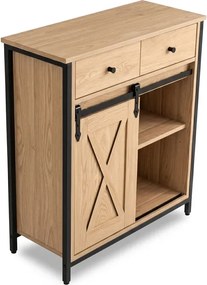 Komoda z Szufladami COLE 70 cm Dąb/Czarny Loftowa