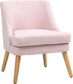 HOMCOM Fotel akcentowy w stylu skandynawskim, welur, pianka 25D, nogi z drewna hevea, Beżowy, 63x69x79,5 cm