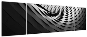 Abstrakcyjny obraz - czarno - biała spirala (170x50 cm)