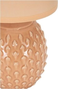 Brzoskwiniowa lampa stołowa ceramiczna z tekstylnym kloszem (wysokość 27 cm) Pontus – Mauro Ferretti