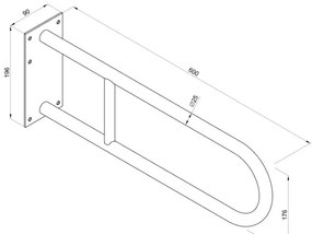 Uchwyt łazienkowy półokrągły stały srebrny