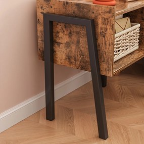 Rustykalny stolik nocny z półką – 43,5 x 35 x 51 cm, styl loftowy, MDF, brązowy