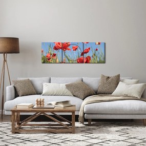 Obraz - Maki (z zegarem) (90x30 cm)