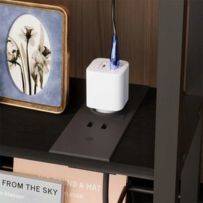 Szafka nocna stolik nocny do sypialni loft czarny z listwą zasilającą 45 cm