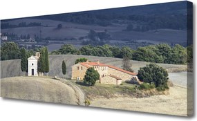 Obraz canvas na ścianę Pejzaż z Drzewami na Łące