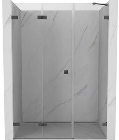 Mexen Lunar-F drzwi prysznicowe składane lewe 130 cm, transparent, gun gray szczotkowany - 836S-130-050-66-00-L