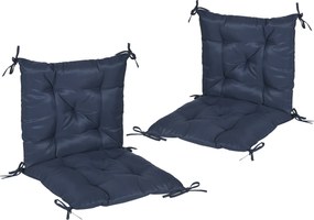 Outsunny Zestaw 2 poduszek, 98 x 50 cm, poduszki na krzesła z taśmami wiążącymi, pokrowiec materiałowy, 8 cm grubości, ciemnoniebieskie | Aosom PL