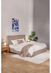Szarobrązowe tapicerowane łóżko dwuosobowe ze schowkiem i stelażem 160x200 cm Myra Bold – Bonami Selection