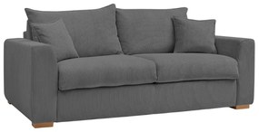 Szara sztruksowa rozkładana sofa 225 cm Augustin – Bobochic Paris