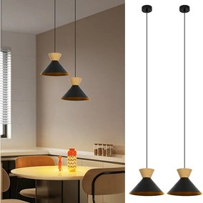 NETTLIFE Vintage Lampa wisząca do jadalni 2x Czarna lampa wisząca Industrialna lampa wisząca E27 Metal Retro