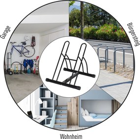 Homcom Uniwersalny Stojak na Rowery Metalowy Czarny Do montażu Akcesoria 60x54x57cm | Aosom PL