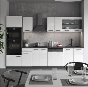 Aneks kuchenny biały wysoki połysk/antracyt 300x46x81.6 r-line