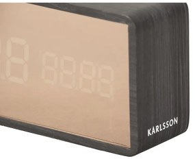 Budzik LED w kolorze miedzi i dekorze ciemnego drewna Karlsson Mirror
