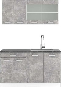 Pojedyncza kuchnia beton/biały 140x60x81.6 r-line