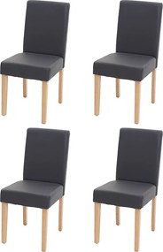 Krzesło do jadalni Littau (zestaw 4 sztuk),  imitacja skóry, szary mat, jasne nogi