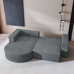 Masseno Narożnik SORELA z funkcją spania i pojemnikiem na pościel Narozniki L, Rozkładana sofa - Szary, POSO 60