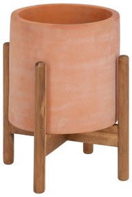 Terakotowa doniczka na drewnianej podstawce Kave Home Dalva, ⌀ 30 cm