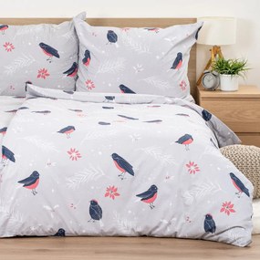 4Home Pościel bawełniana Winter Robin, 140 x 220 cm, 70 x 90 cm