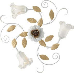 Lampa sufitowa z żelaza lakierowanego w kolorze postarzanej bieli z 3 światłami, wys. 17 x Ø56 cm, BL274-PL3-BCO