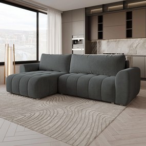 Masseno Narożnik MODARO z funkcją spania i pojemnikiem na pościel Narozniki L, Rozkładana sofa - Szary, CASTEL 93