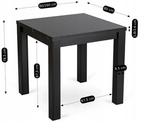 Zestaw Stół Rozkładany Kwadratowy MAX 80-160 cm Czarny i 6 Krzeseł Tapicerowanych CHRIS Granatowe Nowoczesne Loft