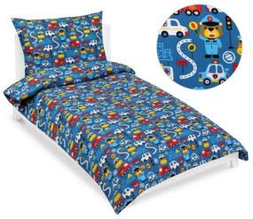 Bellatex Dziecięca pościel bawełniana JuniorRatownicy niebieska, 140 x 200, 70 x 90 cm