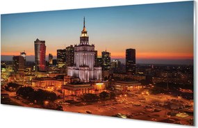Panel Szklany Nocne Światła Warszawy