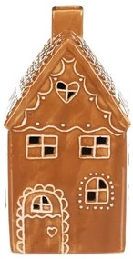 Ceramiczny domek z piernika z oświetleniem LED, brązowy