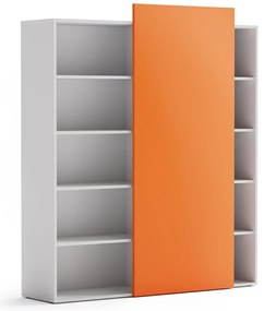 PLAN Regał biurowy wysoki BLOCK, 1600 x 400 x 1748, pomarańczowy