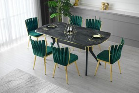 Zestaw krzeseł do jadalni Kusakli Green and Gold,4 szt.