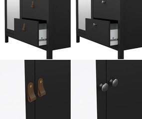 Dwudrzwiowa szafa z lustrem i szufladami Madrid, czarny mat