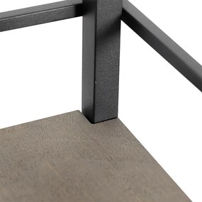 Industrialna lampa stojąca czarna z drewnem - Cage Rack