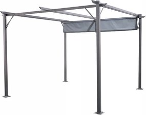 Pergola ogrodowa metalowa 3x3m z rozsuwanym dachem XT-3307, grafitowa