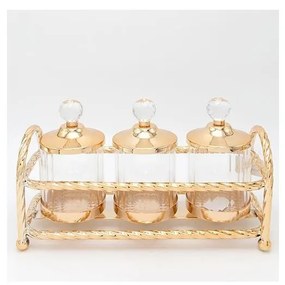 ZESTAW 3x Słoik szklany złoty