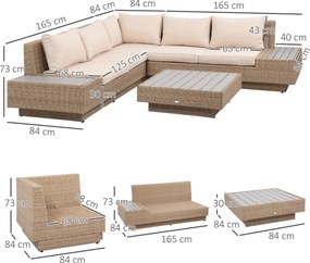 Outsunny Zestaw mebli ogrodowych z technorattanu z półkami i stolikiem brązowy | Aosom PL