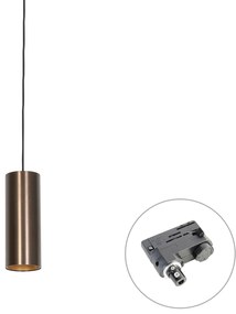 Designerska lampa wisząca ciemny brąz z adapterem szynowym 3-fazowym - 3-Phase Tubo Nowoczesny Oswietlenie wewnetrzne