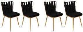 Zestaw krzeseł do jadalni Kusakli Black and Gold,4 szt., 4 szt.