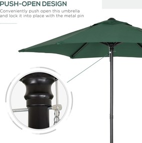 Outsunny Parasol Ø196 cm z funkcją nachylenia, sześciokątny Parasol balkonowy dla plaży i ogrodu, Zielony