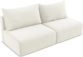 Kremowa aksamitna rozkładana/ze schowkiem sofa 216 cm Kalena – Makamii