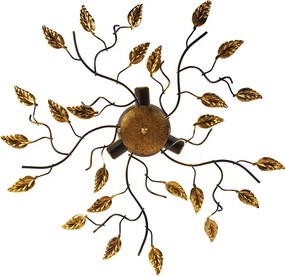 W stylu vintage lampa sufitowa czarna ze złotem 50 cm 3-światła - Foglie
