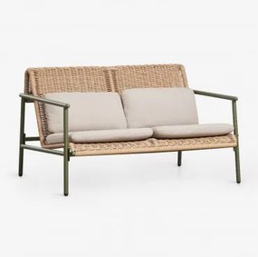 Sofa Ogrodowy Dwuosobowy Z Aluminium I Syntetycznego Rattanu Duroli Intensywny Verde Olive - Sklum
