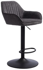 Ciemnoszary tapicerowany hoker z regulowaną wysokością/z podłokietnikami (wysokość siedziska 65 cm) Nolan – Unique Furniture