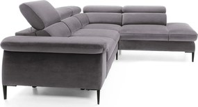 Szary welurowy narożnik rozkładany B6-T86